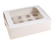 Cajas de Cartón Blanco para Empaque de Alimentos al por Mayor, con Forro de Esponja, 12 Agujeros, Ventana Transparente, Mini Caja para Panadería Navideña, Laminación Mate