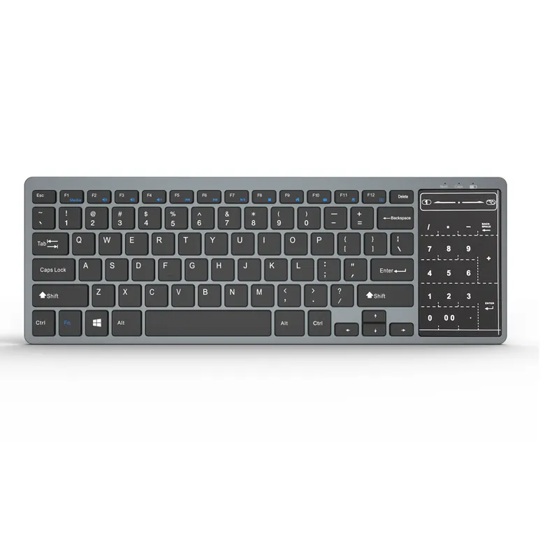 Teclado inalámbrico de 2,4G, teclado portátil delgado de estructura x con panel táctil, 78 teclas