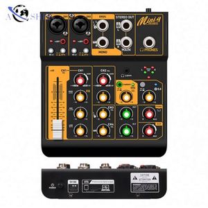 มินิ 4 ช่องเครื่องผสมเสียงการ์ดเสียง OTG สำหรับคอนโซลดีเจ BT 48V อินเทอร์เฟซพีซีสำหรับคอมพิวเตอร์ถ่ายทอดสดการบันทึกแบบเดี่ยว - Product Image 1