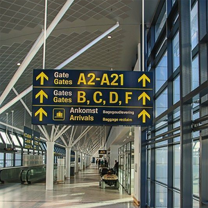 Airport Wayfinding Signage System <b>Ceiling</b> Mounted Direction <b>Light</b> Box Freestanding Pillar Sign Board - Product Image 2
