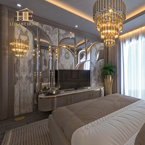 Mới Nhất Thiết Kế Thạc Sĩ Phòng Ngủ Giường Nhung Vải Lớn Đầu Giường Vua Kích Thước Lưu Trữ Giường Với Cao Đóng Hộp Nệm - Product Image 5