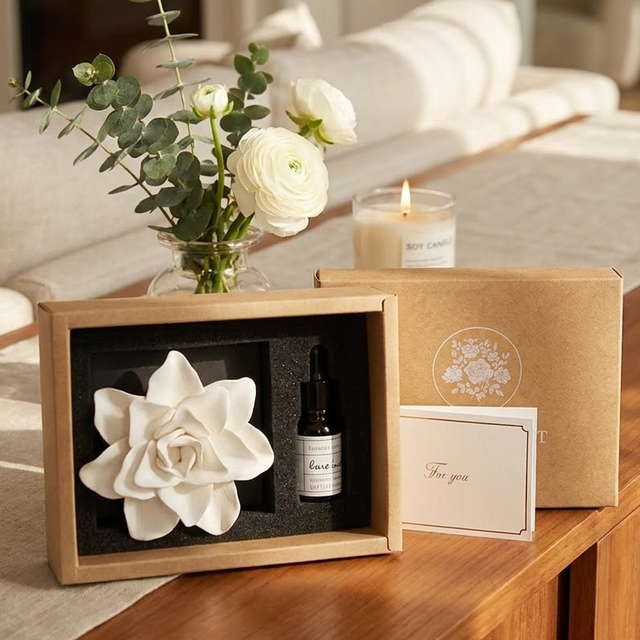 Luxury Customised Decorative Shape Color Clay Ceramic Flower Aroma Diffuser Reed Diffuser