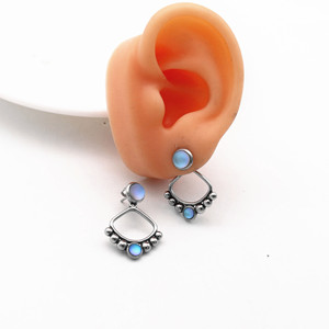 yunnique Women's Ethnic Style Titanium Steel Geometric Moonstone <b>Stud</b> <b>Earrings</b> 316 Stainless Steel Jewelry Gift - Product Image 4