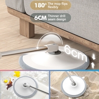 360 °   Serpillère Magique Plate Rotative avec Seau Essoreur pour Nettoyage Humide et Sec, Panier en Plastique pour Sols Domestiques