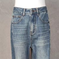 Jean en denim délavé coupe large rétro, taille haute, respirant, coupe-vent, séchage rapide, style décontracté, pour femme, de marque américaine tendance