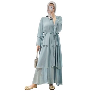 Summer Middle East Muslim <strong>Plus</strong>-<strong>Size</strong> Chiffon Dress with Cardigan Cake Skirt &amp; Robe Abaya Islamic <strong>Clothing</strong> From Dubai - Product Image 3