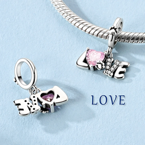 Abalorio de la <span class=keywords><strong>Serie</strong></span> Word Love, Plata de Ley 925 con Circonita Cúbica, Colgante de Música MOM, Compatible con Pulseras y Collares Originales, Joyería DIY - Product Image 4