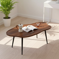 Table basse en bois simple et contemporaine Table d'appoint Design moderne avec pied en métal Salon de salon Café Salon de thé