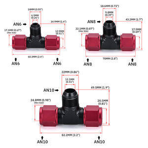 Conector en T Tipo T AN6 AN8 AN10 de Metal Negro para Mangueras de Auto, Accesorio para Modificación de Vehículos - Product Image 2