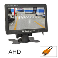 Vehículo 7 pulgadas TFT LCD 1024x600 AHD Monitor retrovisor Monitor compatible con 2 canales 1080P AHD Cámara 4PIN/RCA entrada de vídeo para camión