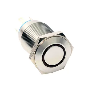 1635F 16mm Flat round momentary illuminated ring led IP67 waterproof pushbutton switch