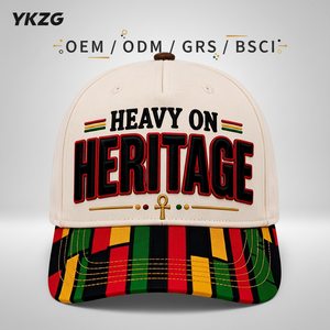 Gorra Trucker Pan-Africana con Bordado 3D Personalizado, Visera con Estampado Kente, Gorra de Béisbol de 5 Paneles con Cierre a Presión, Fábrica con Certificación GRS BSCI - Product Image 1