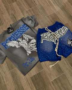 Setelan baju celana pendek dan celana pendek pria, pakaian olahraga musim panas, kaus motif Dgt, setelan keringat, setelan pendek 2 potong, kaus lengan pendek dan celana pendek - Product Image 3