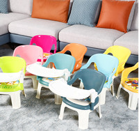 Chaises de salle à manger en plastique avec imprimés de dessin animé pour enfants, réutilisables, adorables, avec table et son