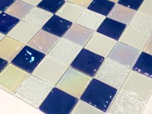Mosaicos de vidrio iridiscente para piscina, azulejos de mosaico de <span class=keywords><strong>cristal</strong></span> de 4mm con respaldo de malla, fácil de pavé - Product Image 6