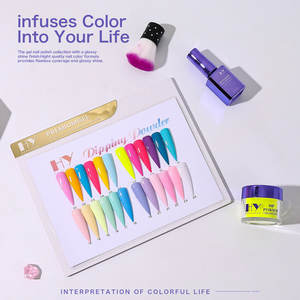 Kit de poudre à tremper pour ongles Hanyinails Premium, personnalisable OEM, 14 pièces, 4 couleurs, séchage à l'air, sans lampe UV - Product Image 5