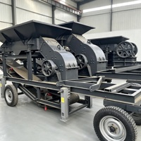 Concasseur mobile à mâchoires/marteaux sur roues, machine de fabrication de sable, concasseur de pierres portable pour la construction, galets de rivière, calcaire