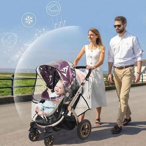 Housse de pluie universelle transparente, respirante, imperméable, coupe-vent et anti-poussière pour poussette avec fermeture éclair, protection contre les intempéries pour le voyage - Product Image 5