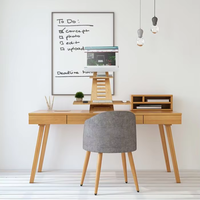 Mobilier de maison personnalisé ergonomique en bois de noyer support d'ordinateur en bois de bureau hauteur réglable double support d'écran