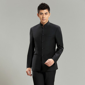 Traje de <span class=keywords><strong>Hombre</strong></span> con Cuello Mao 2024, Traje Slim para Novio, Padrino de Boda, Traje Estilo Chino, Traje Zhongshan - Product Image 2