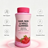 Gummies pour cheveux, peau et ongles, 2500 mcg de biotine par portion, complément vitaminique beauté pour femmes, saveur fraise