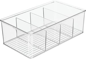 Nhựa chia nhà bếp tổ chức bin container hộp 4 phần đựng thức ăn rõ ràng tủ lạnh tổ chức Thùng - Product Image 2