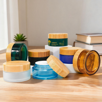 Tarro de Vidrio con Tapa de Bambú, Hermético, Elegante, Natural, para Baño, Dormitorio, Tocador, Tarro Cosmético