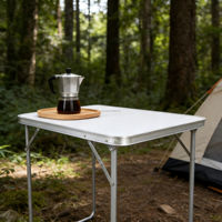 Higo Outdoor Tragbarer Leichter MDF 80cm Kleiner Picknick-Camping-Klapptisch aus Aluminium für Veranstaltungen, Partys, Promotion, Günstig