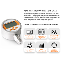 WTsensor CE RoHS -1bar 1000 bar 100mbar Ranges 80mm Diameter Water Oil Gas air 316L Pressure Gauge Meter