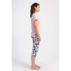 Traje de dormir capri ovalado de manga corta con cuello redondo para mujer - Product Image 2