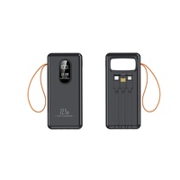 Nouvelle batterie externe en plastique haute capacité 50000 mAh, quatre sorties USB, câbles intégrés, charge rapide PD 22,5 W, chargeur portable LED