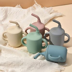 Custom Logo BPA-Free Double Handles Large Capacity Baby Silicone Modern Solid Washable Water Children's Drinking Feeding Cup - Product Image 2
