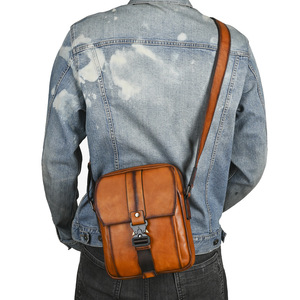 Ando <b>Bag</b> Vintage Genuine Cowhide Leather <b>Mens</b> <b>Crossbody</b> Shoulder <b>Bag</b> Vertical Messenger <b>Bag</b> - Product Image 4