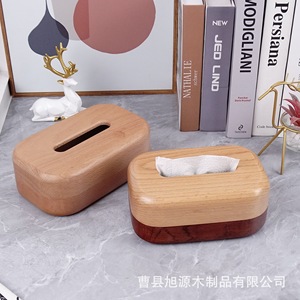 กล่องใส่กระดาษทิชชูไม้ ไม้ซาเปเล่ บีช ทูโทน 18x12x8 ซม. แม่เหล็ก ห้องนั่งเล่น ห้องน้ำ ที่เก็บของ ดึงทิชชูออกได้ - Product Image 1