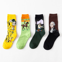 Chaussettes longues en coton pour hommes et femmes, style Renaissance, peinture à l'huile, Van Gogh, Mona Lisa, Gustav Klimt, printemps, automne, hiver