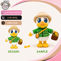 Peluche personnalisée en forme de canard de dessin animé, jouet en peluche doux, personnage en peluche, OEM ODM, faible MOQ, cadeau en gros