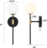 Senya-pro Applique Murale LED Postmoderne Minimaliste Style Nordique Mid-Century en Fer avec Abat-jour en Verre Blanc, Intensité Variable et Télécommande