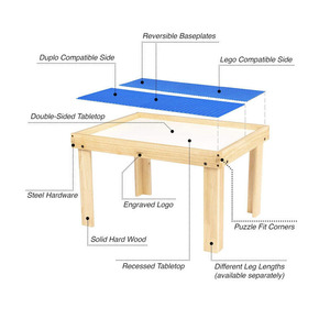 Activity <strong>Table</strong> Set with 2 Compatible with for Detachable Double-Sided Baseplates/Boards/Mats <strong>Lego</strong> <strong>Table</strong> Without Holes - Product Image 3