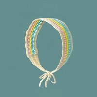 Bandeau à nouer au crochet motif code-barres arc-en-ciel, tricoté ajouré, réglable, bord festonné, style urbain pour femme, accessoire capillaire toutes saisons