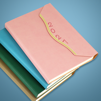 Agenda 2027 à personnaliser, format A5, en cuir PU, avec rabat enveloppe, carnet de notes avec estampage à chaud doré, pour cadeau d'affaires