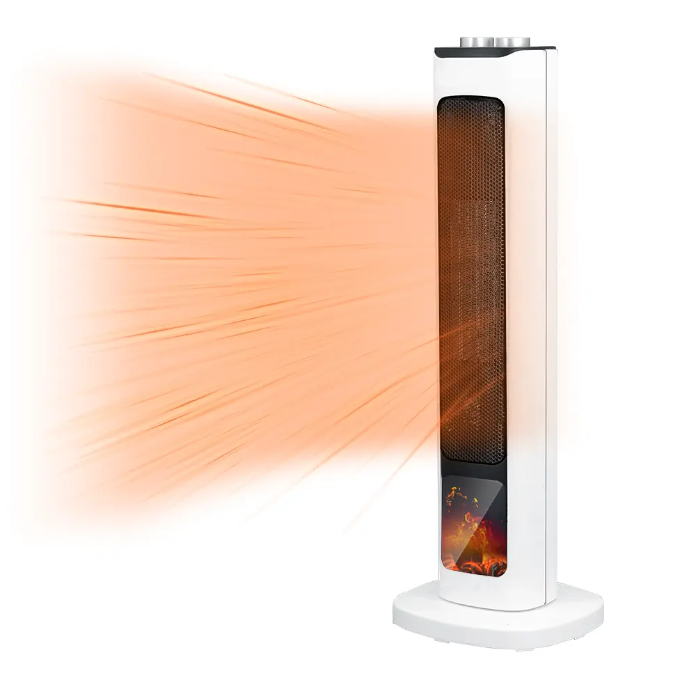 Электрический башенный обогреватель вентилятора для дома, с защитой от перегрева и удаленным управлением и имитацией пламени