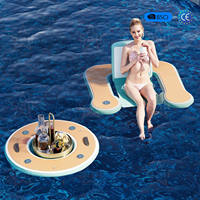 Chaise longue flottante gonflable de luxe avec table flottante pour boissons, ensemble de flotteurs en PVC pour piscine, lac et plage, idéal pour la relaxation