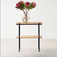 Table d'appoint carrée rustique en bois de frêne blanc, double niveau, mobile, pour canapé, table de rangement minimaliste, mobilier de salon, amovible