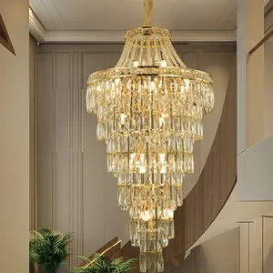 OEM/ODM Luminaire suspendu en cristal personnalisé pour villa d'hôtel Plafonniers d'intérieur de style moderne Lustre en cristal à led