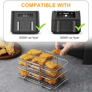Grille pour friteuse à air Ninj Dual, en acier inoxydable 304, déshydrateur multicouche, grille à toast, accessoires pour friteuse à air - Product Image 5