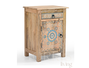 Table d'appoint moderne en bois massif artisanal avec tiroir de rangement pour meubles de chambre à coucher dans les appartements - Product Image 4