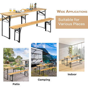 Pieghevole <span class=keywords><strong>tavolo</strong></span> da Picnic in legno <span class=keywords><strong>gambe</strong></span> in metallo <span class=keywords><strong>tavolo</strong></span> da birra per banchetto di nozze evento ristorante - Product Image 4