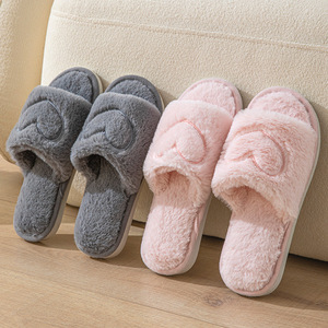 Punta aperta da interno per pantofole da donna peluche morbido Sole con stampa a cuore <span class=keywords><strong>eleganti</strong></span> scarpe <span class=keywords><strong>comode</strong></span> per la casa - Product Image 6