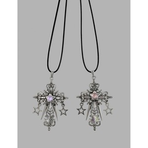 Collar con Cruz de Diamantes Morados y Dijes de Estrella, Gargantilla Larga, Collares con Colgante de Moda Unisex - Product Image 1