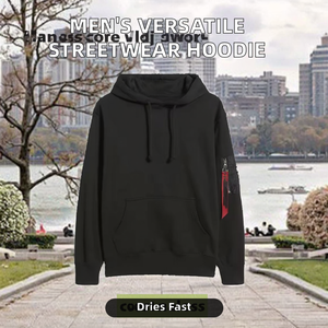 Streetwear <b>Workouts</b> Men Solid Winter Casual Pullover <b>Hoodie</b> Quick Dry Breathable Indoor Outdoor Adventures Versatile Fit - Product Image 2